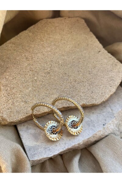nunu takı Gold Color Eye Detailed Earrings