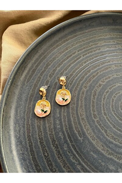 nunu takı Vintage Art Tulip Pattern Earrings