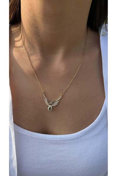 nunu takı Stone Wing Tip Necklace