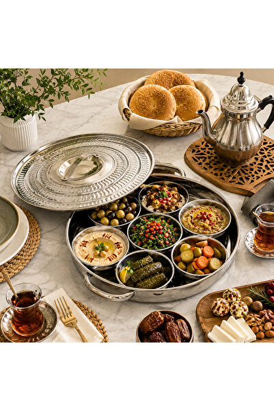 laverahome 42cm Indian Steel Integrated Divided Breakfast Plate – a Luxurious...
