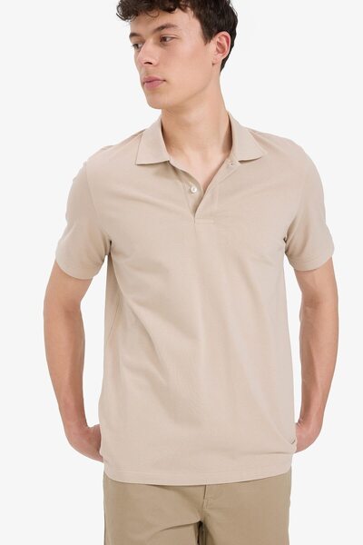 DeFacto 100% Cotton Regular Fit Polo Neck Short Sleeve Basic Plain Pique Fabr...