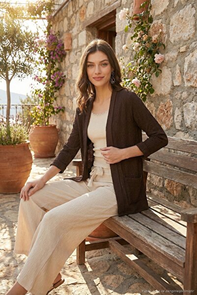 Lela Ζακέτα Seersucker Kimono με διπλό γιακά και μανίκια CARDIGAN 5869014