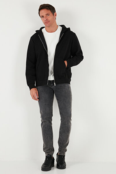 Buratti Regular Fit Kapüşonlu Fermuarlı İçi Tüylü Yumuşak Şardonlu Kışlık Sweat Erkek SWEAT 5905340