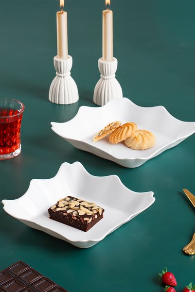 Porsima Porselen 2li Sunumluk Kase Kahvaltılık Şekerlik Reçellik Sosluk Çerezlik Salata Kase Seti 19x21 Cm