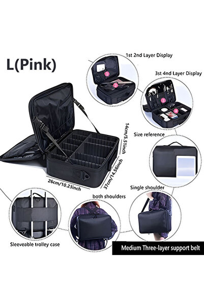 Choice8 L black Large Capacity Cosmetic Case Waterproof Manicure Makeup Toolb...