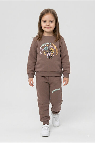 Beray Bebe Girl's Three-Thread Embroidered 2-Piece Set |   Sweatshirt & Sweat...