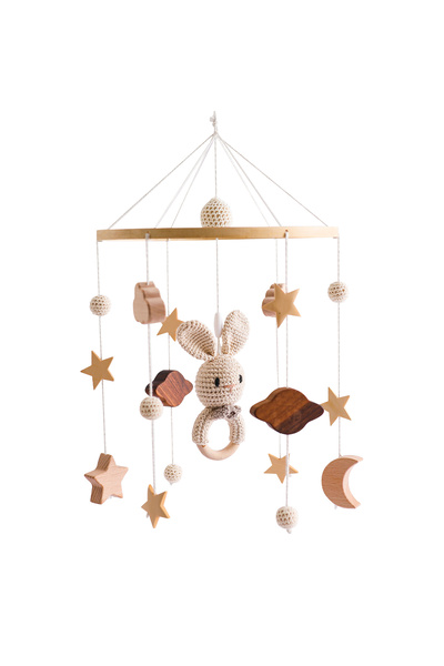 Choice 6 Wooden Crib Mobile Baby Bed Bell Rattle Toy Crochet Animal Rattle Mo...