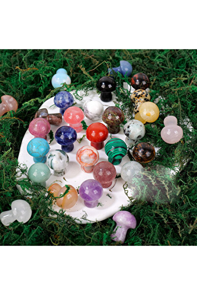 Choice mix 10 pcs Gemstone Mini Mushroom Figurine Garden Decoration Crystal M...