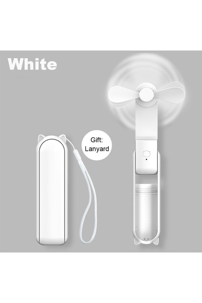 Choice3 White Mini Portable Handheld Fan 2000mAh USB Rechargeable Folding Sma...