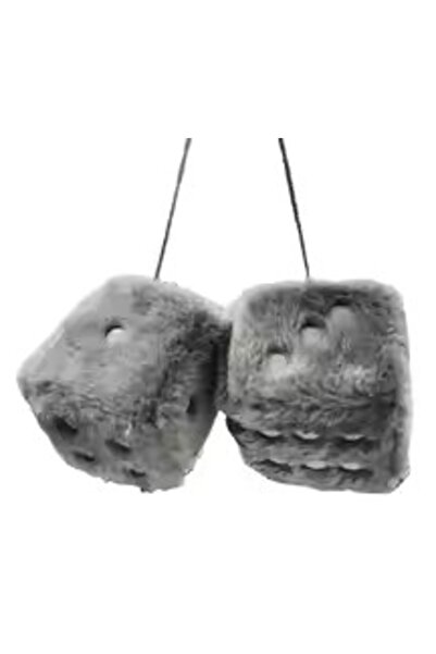 Choice6 grey Fuzzy Dice for Car Mirror Pair of 2.7” Retro Square Fuzzy Plush ...