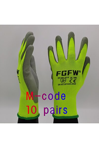 Choice M-code 10pairs 10 Pairs PU Coated Work Gloves - Lightweight, Durable S...