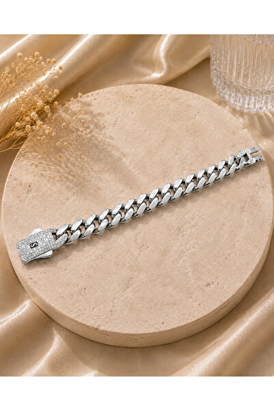 925 Ayar Gümüş 12 mm Erkek Gurmet Bileklik 18 Gr