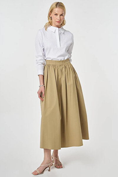 KYR High Waist A-Line Skirt Beige