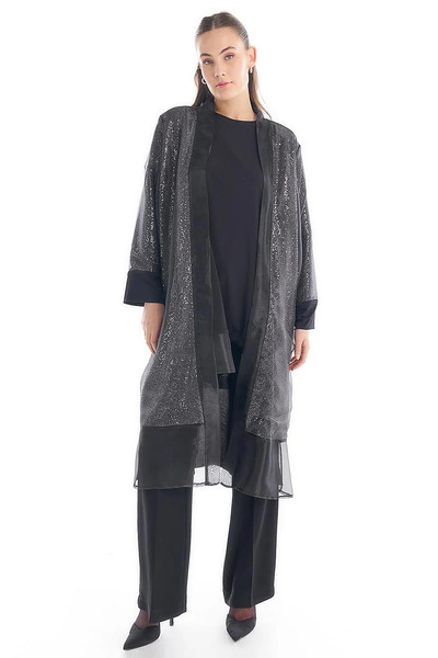 Vivencia Sequined Double Set Black