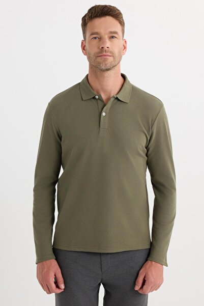 Tudors Men's Standard Fit Relaxed Fit Cotton Soft Texture Solid Pique Long Sl...