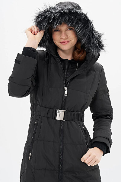 Kayra Hooded Goose down Filled Coat Black
