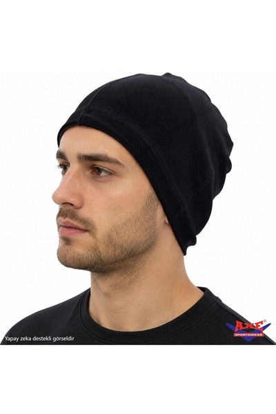 AXE SPORTSWEAR Unisex Siyah Ince Rüzgar Geçirmez Termal Bere Motosiklet Kayak...