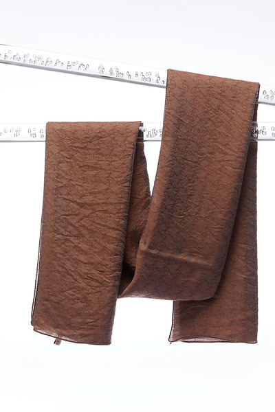 Kayra Square Monogram Jacquard Viscose Woven Shawl Brown