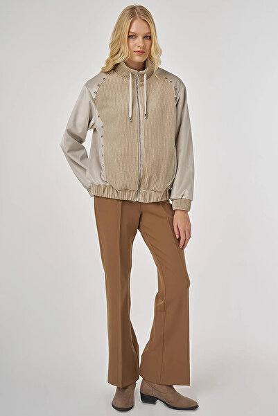 Kayra Trok Printed Velvet Jacket Stone