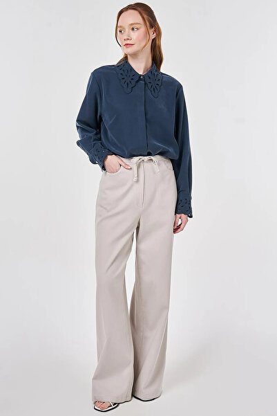 KYR Lace-Up Denim Trousers Light Gray