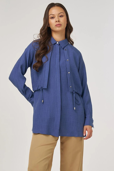 KYR Aller Detailed Lyocell Blouse Indigo