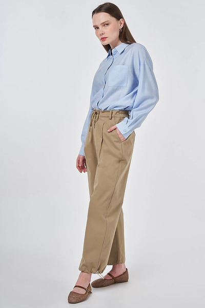 Kayra High Waist Cargo Pocket Pack Trousers Mink