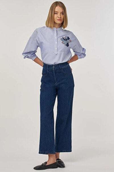 KYR High Waist Denim Trousers Navy Blue