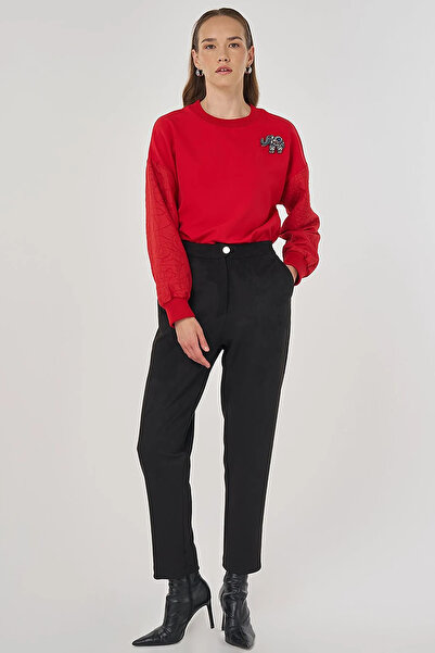 KYR Carrot Cut Suede Trousers Black