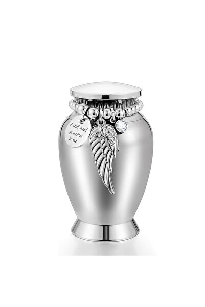 Choice Silver Small Keepsake Urns for Memorial Human Ashes 2.83 Inch with Win...