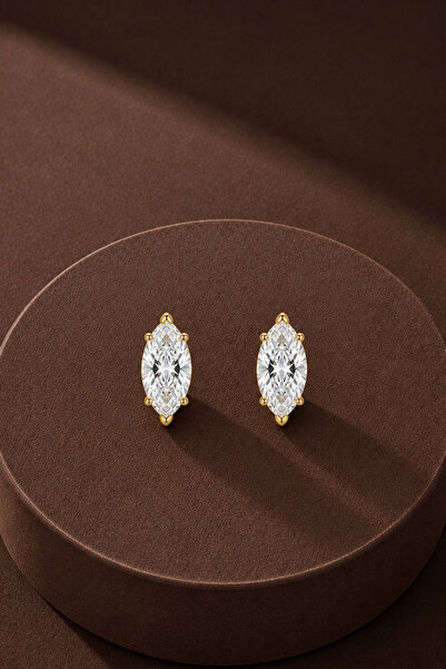 New Obsessions Marquize Long Stone Gold Stud Earrings