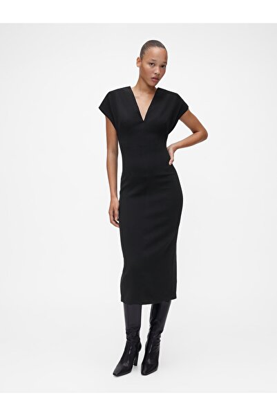 GAP Kadın Siyah GapStudio Structured Midi Elbise