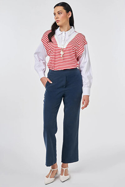 KYR Elastic Waist Modal Trousers Dark Navy Blue