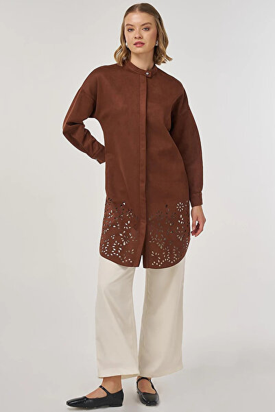 Kayra Laser Cut Suede Tunic Camel