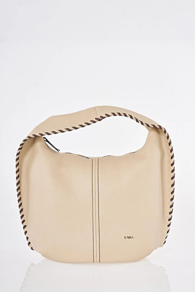 Kayra Knitted Detailed Hobo Bag Mink