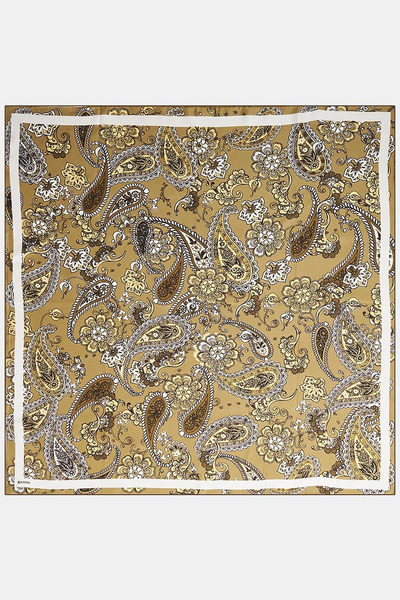 Kayra Ethnic Pattern Silk Scarf Khaki