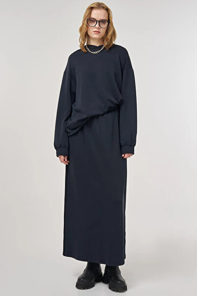 Kayra Hooded Detailed Skirted Double Set Black