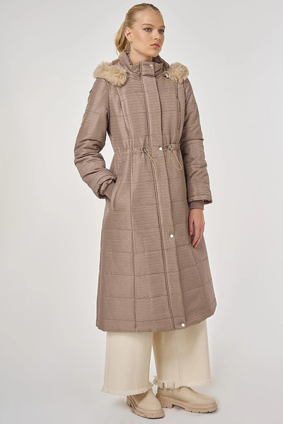 Kayra Faux Fur Quilted Coat Mink