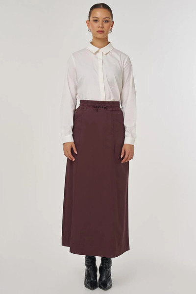 KYR Pocket Detailed Relaxed Fit Skirt Dark Burgundy