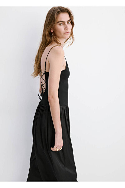 MANGO Woman Combined knit dress with a cross-back