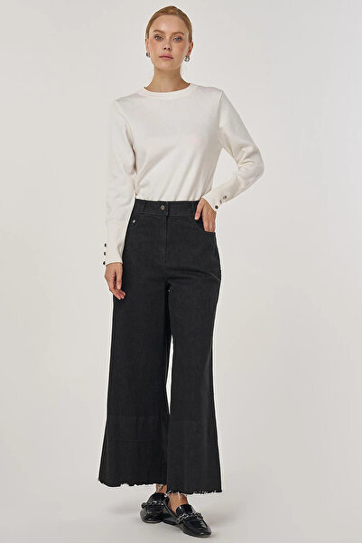 Kayra Pocket Detailed Marine Fit Denim Trousers Black