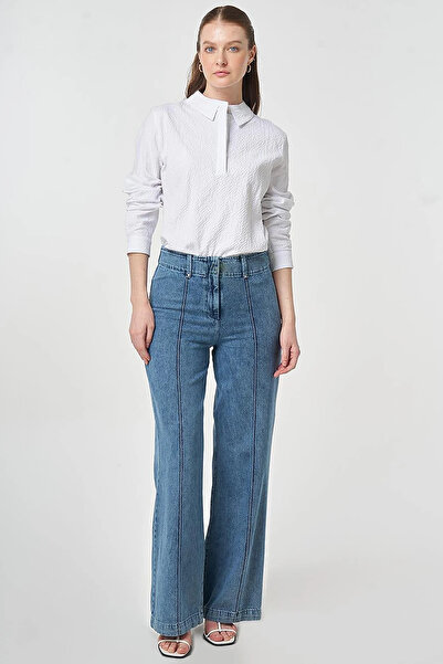 KYR Washable Grass Stitched Denim Trousers Light Blue