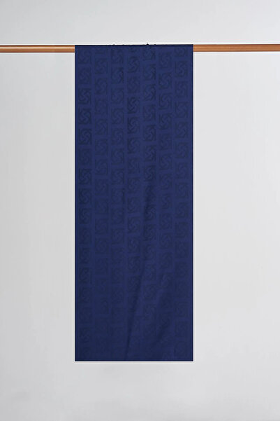 Kayra Logo Detailed Viscose Shawl Navy Blue