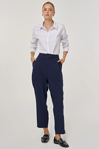 Kayra Pocket Detailed Classic Trousers Dark Navy Blue