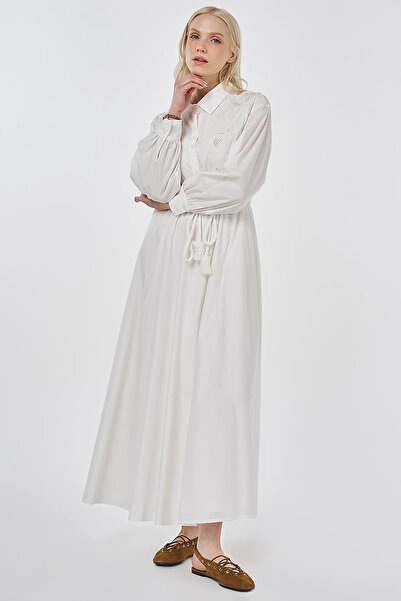 Kayra Embroidered Cotton Dress Optical White
