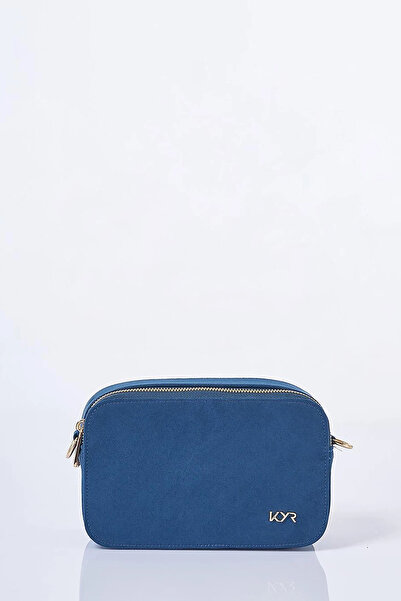 KYR Logo Detailed Suede Bag Navy Blue