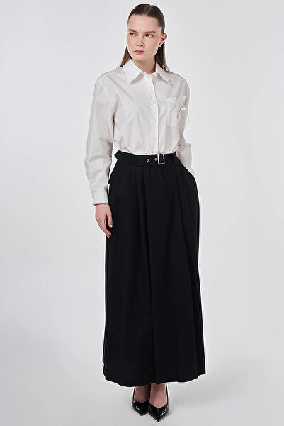 Kayra Buckle Detailed Bell Skirt Black