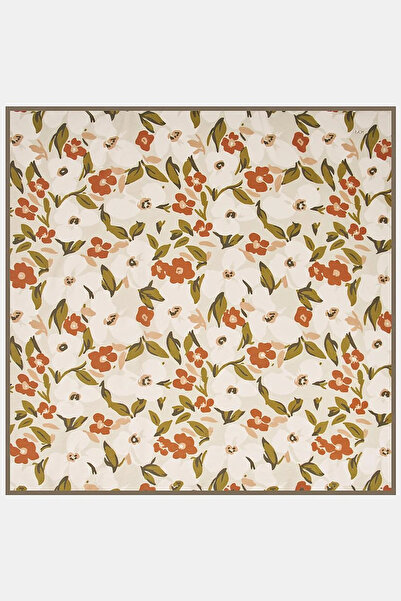 KYR Floral Patterned Viscose Scarf Khaki