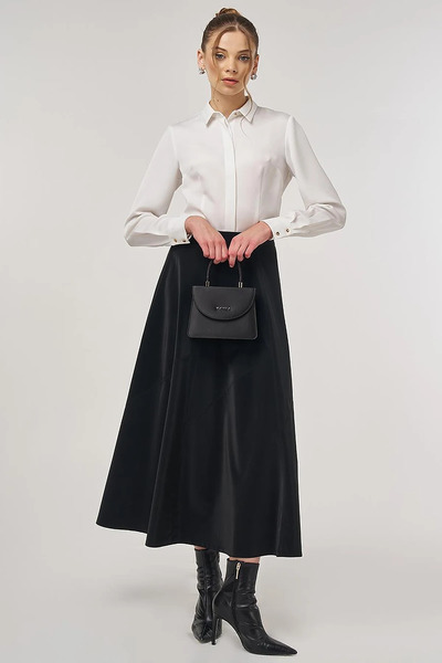 Kayra Piece Stitched Bell Skirt Black