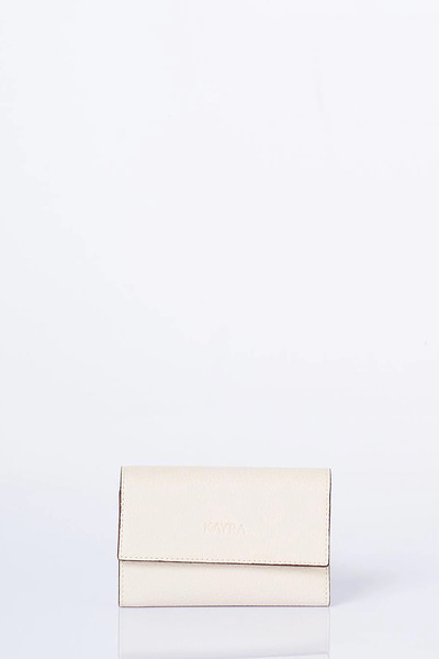 Kayra Faux Leather Rectangular Form Wallet Cream