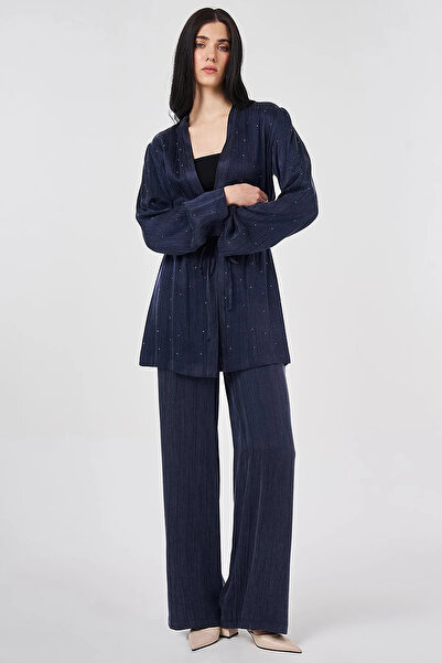 KYR Hotfix Printed Lyocell Viscose Double Set Dark Navy Blue